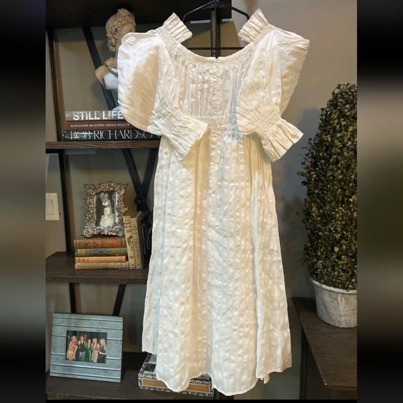 Cult Gaia Simona white linen off shoulder midi Dress size S - Picture 9 of 10